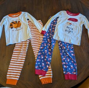Gymboree Thanksgiving and Christmas pajamas size 8